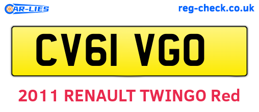 CV61VGO are the vehicle registration plates.