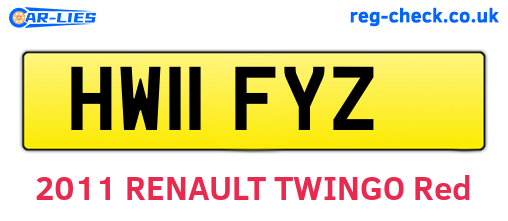 HW11FYZ are the vehicle registration plates.