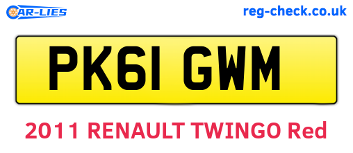 PK61GWM are the vehicle registration plates.