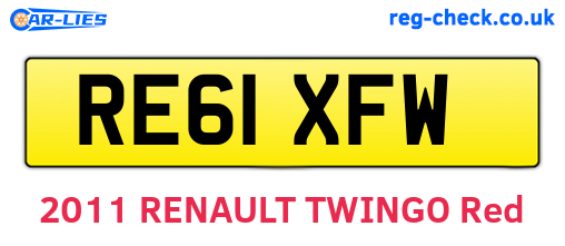 RE61XFW are the vehicle registration plates.