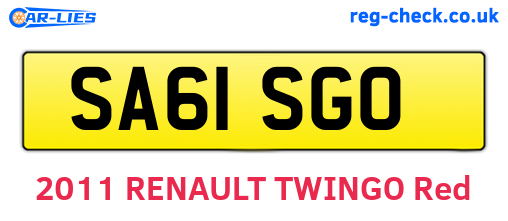 SA61SGO are the vehicle registration plates.