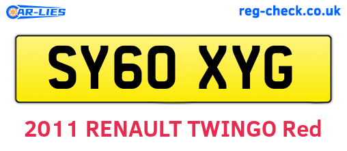 SY60XYG are the vehicle registration plates.