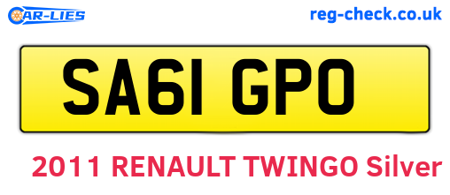 SA61GPO are the vehicle registration plates.