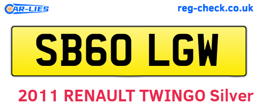 SB60LGW are the vehicle registration plates.