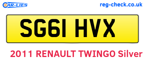 SG61HVX are the vehicle registration plates.