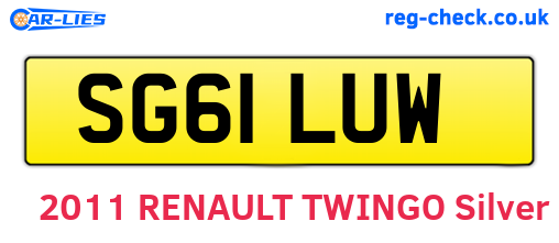 SG61LUW are the vehicle registration plates.