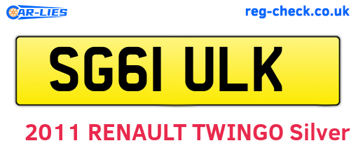 SG61ULK are the vehicle registration plates.