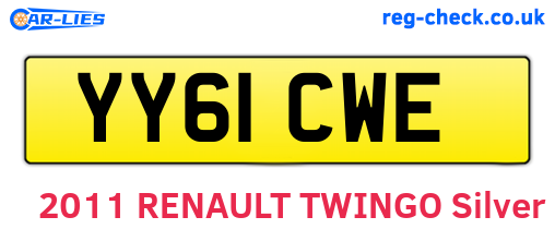 YY61CWE are the vehicle registration plates.