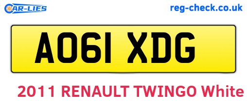 AO61XDG are the vehicle registration plates.