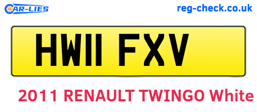 HW11FXV are the vehicle registration plates.