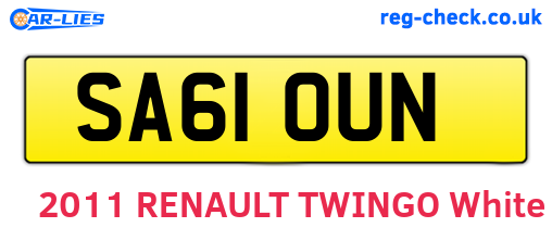 SA61OUN are the vehicle registration plates.