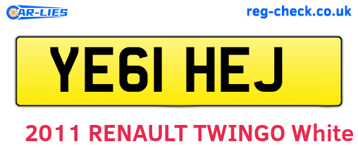 YE61HEJ are the vehicle registration plates.