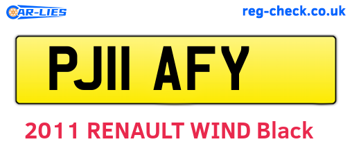 PJ11AFY are the vehicle registration plates.