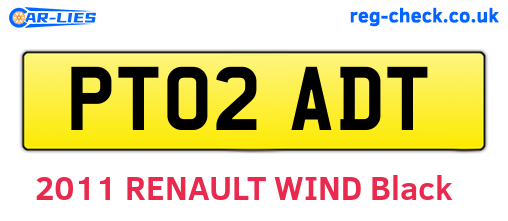 PT02ADT are the vehicle registration plates.