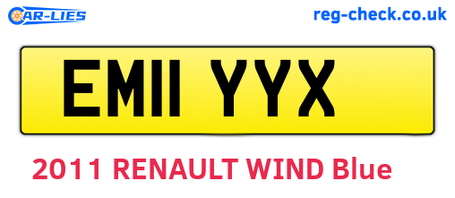 EM11YYX are the vehicle registration plates.