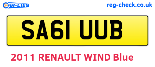 SA61UUB are the vehicle registration plates.