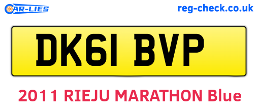 DK61BVP are the vehicle registration plates.
