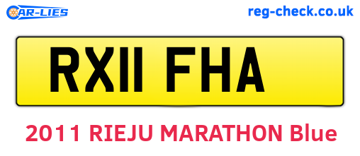 RX11FHA are the vehicle registration plates.