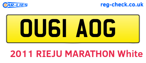OU61AOG are the vehicle registration plates.