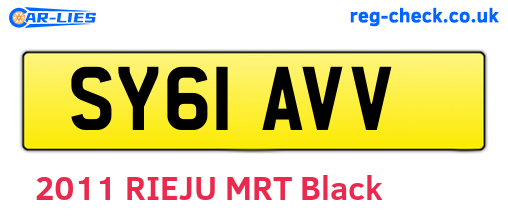 SY61AVV are the vehicle registration plates.