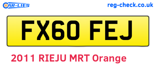 FX60FEJ are the vehicle registration plates.
