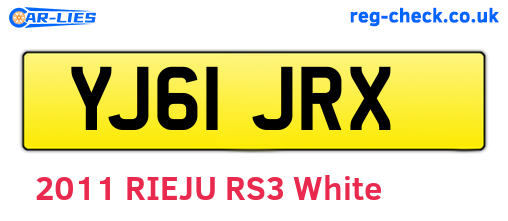 YJ61JRX are the vehicle registration plates.