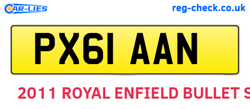 PX61AAN are the vehicle registration plates.
