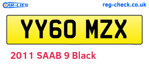 YY60MZX are the vehicle registration plates.