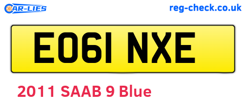 EO61NXE are the vehicle registration plates.