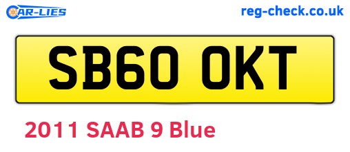 SB60OKT are the vehicle registration plates.