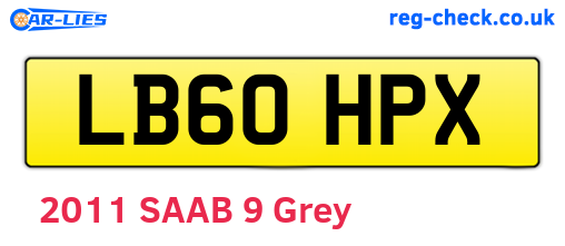 LB60HPX are the vehicle registration plates.