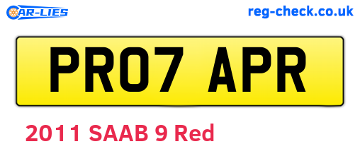 PR07APR are the vehicle registration plates.