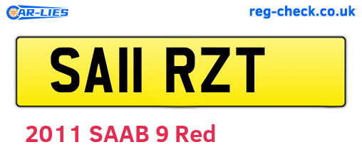 SA11RZT are the vehicle registration plates.