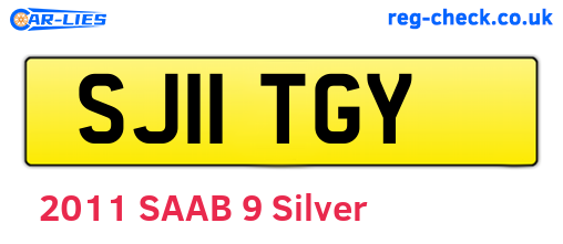 SJ11TGY are the vehicle registration plates.