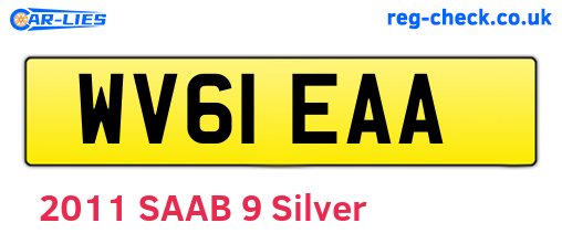 WV61EAA are the vehicle registration plates.