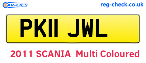 PK11JWL are the vehicle registration plates.
