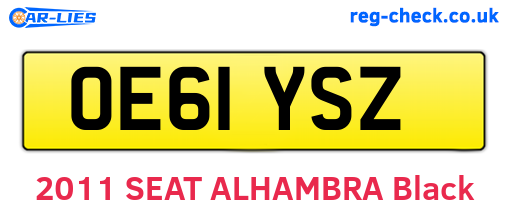 OE61YSZ are the vehicle registration plates.
