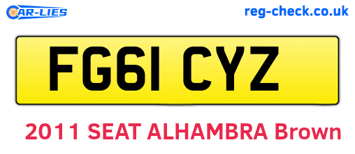 FG61CYZ are the vehicle registration plates.