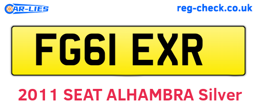 FG61EXR are the vehicle registration plates.