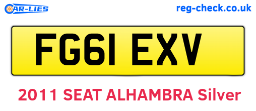 FG61EXV are the vehicle registration plates.