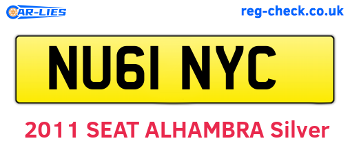 NU61NYC are the vehicle registration plates.