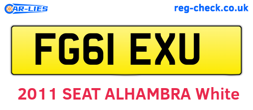 FG61EXU are the vehicle registration plates.