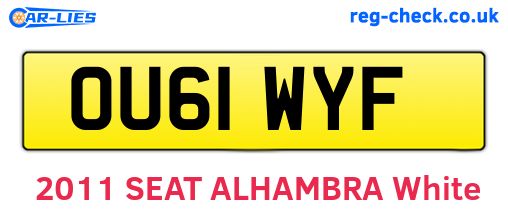 OU61WYF are the vehicle registration plates.