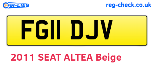 FG11DJV are the vehicle registration plates.