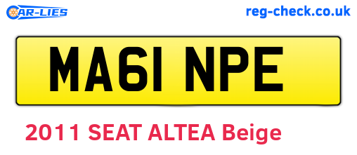 MA61NPE are the vehicle registration plates.
