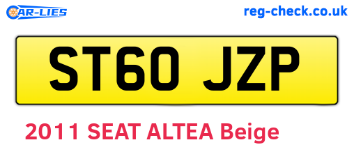 ST60JZP are the vehicle registration plates.