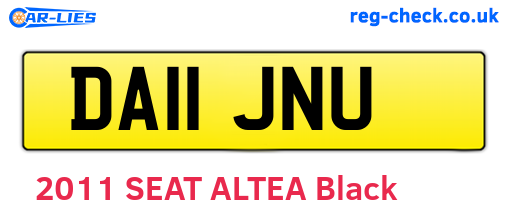 DA11JNU are the vehicle registration plates.
