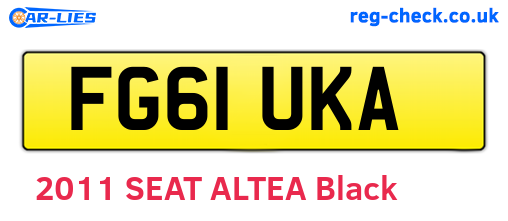 FG61UKA are the vehicle registration plates.