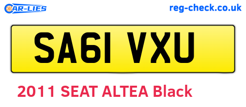 SA61VXU are the vehicle registration plates.