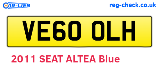 VE60OLH are the vehicle registration plates.